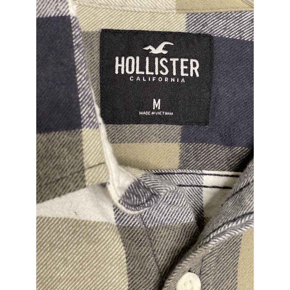 Hollister Medium Blue Plaid Long Sleeve Flannel Shirt 100% Cotton Lumbercore - Picture 5 of 9